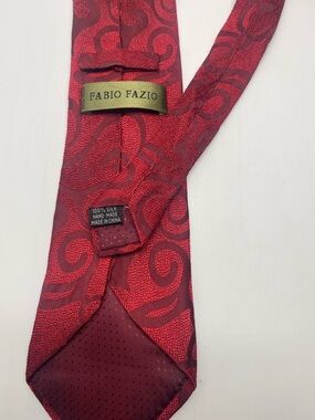 Fabio Fazio Red Swirl Silk Tie # 0016